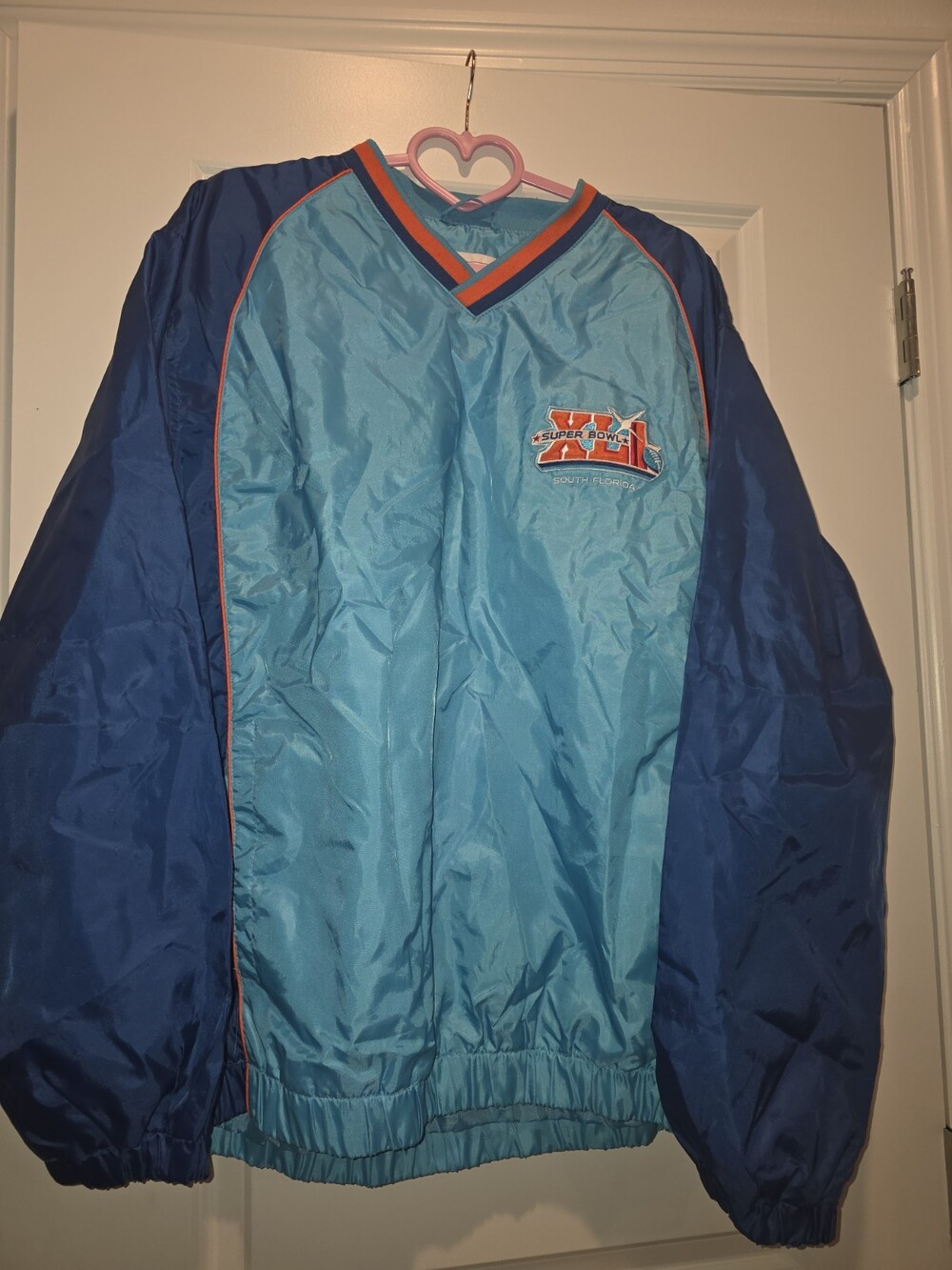 NFL Super Bowl XLI South Florida Pullover Windbreaker Jacket Blue/Orange XL